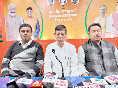 Leaders of BJP addressed a press conference at party headquarters in Agartala on December 9.